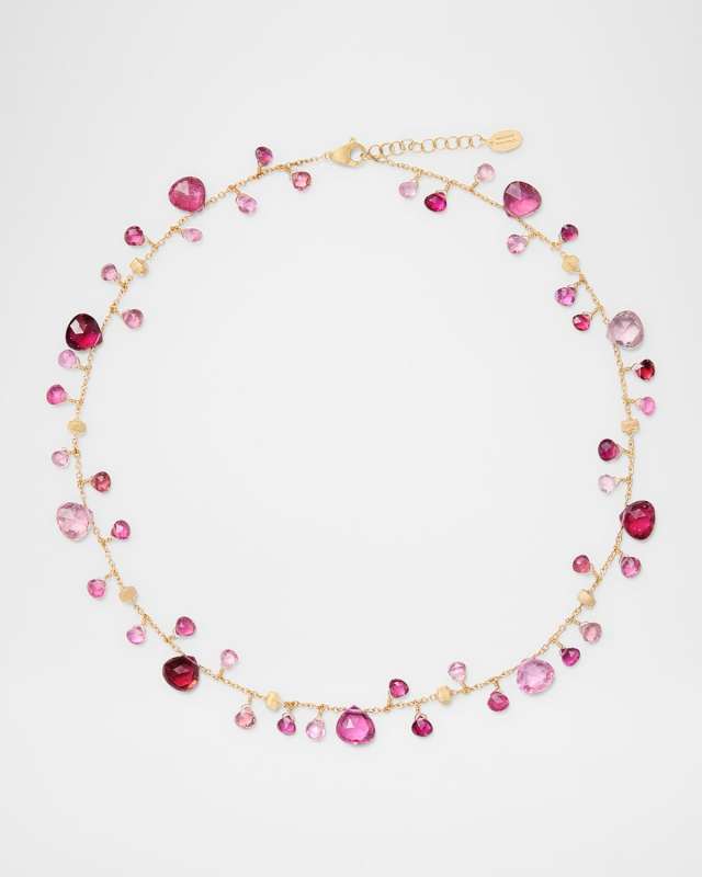 18K Yellow Gold Single-Strand Pink Tourmaline Necklace
